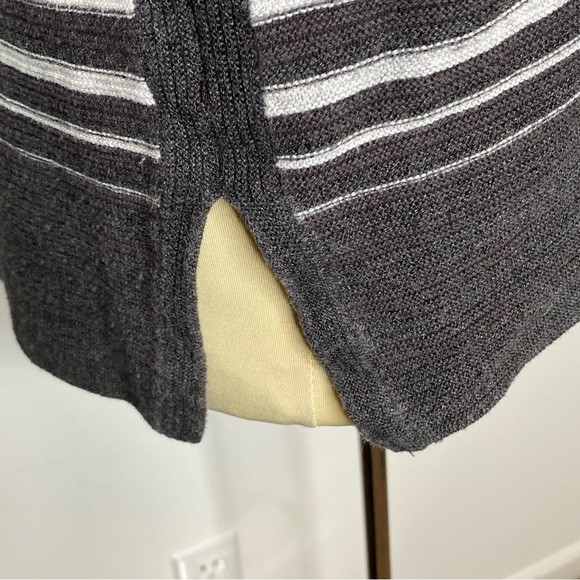 T by Talbots Grey Striped Funnel Neck Sweater - Picture 7 of 10